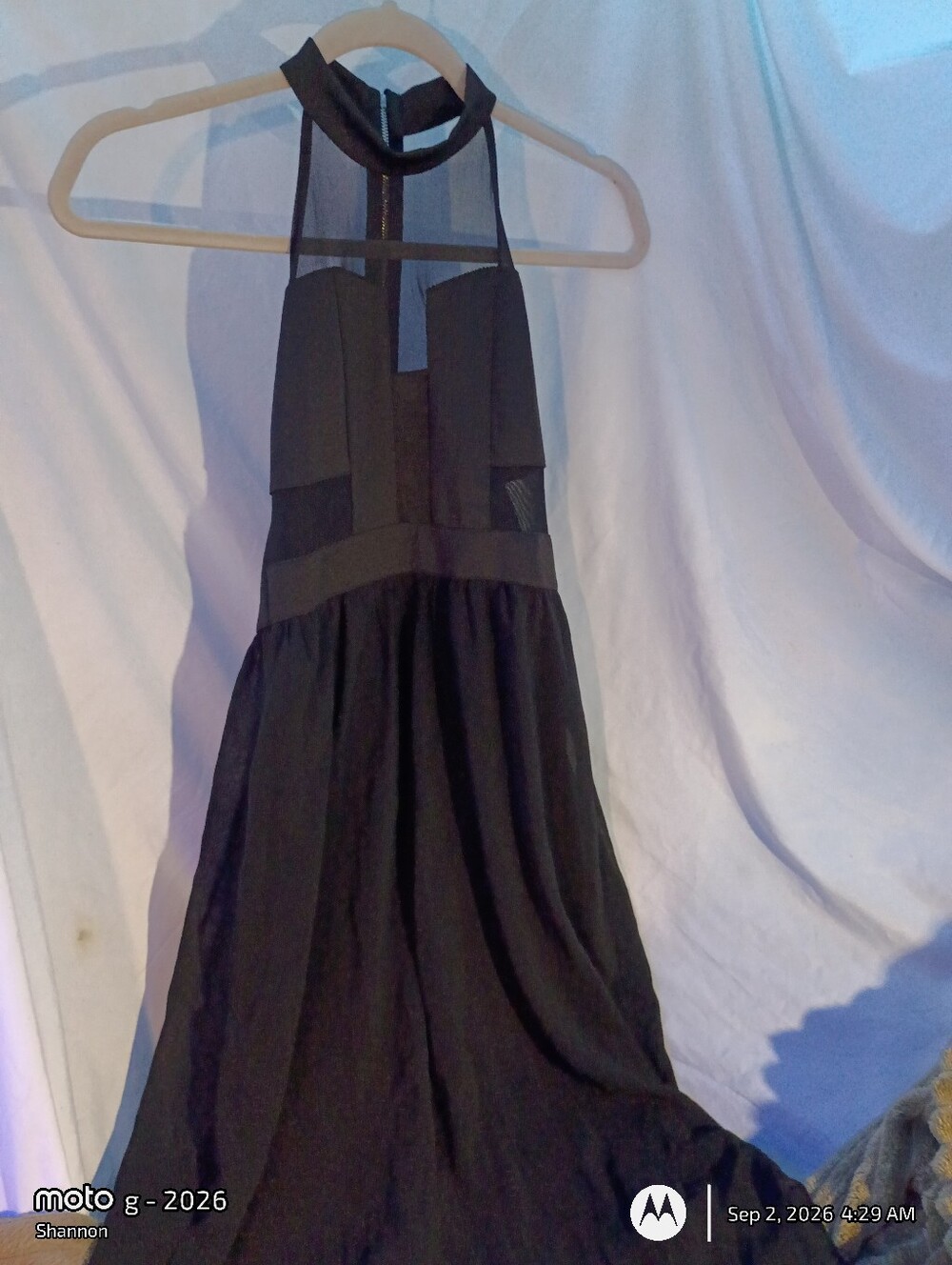 Charlotte Russe Black One-Shoulder Mesh Panel Maxi Dress